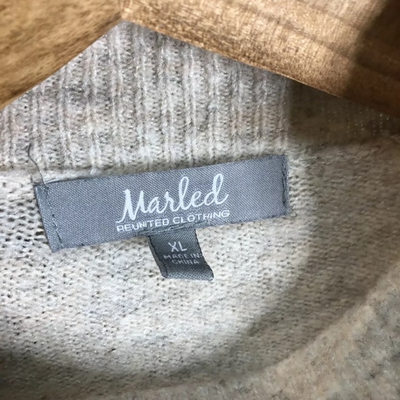 Mock Turtleneck Sweater Grey Pink Tapered Sleeve Soft - Picture 6 of 7